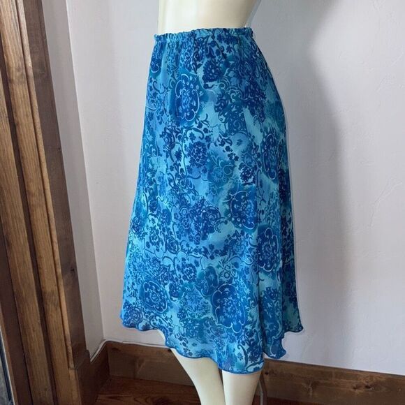 Vintage 90’s Layered Blue Floral Chiffon Long Skirt Size Large - Picture 7 of 11